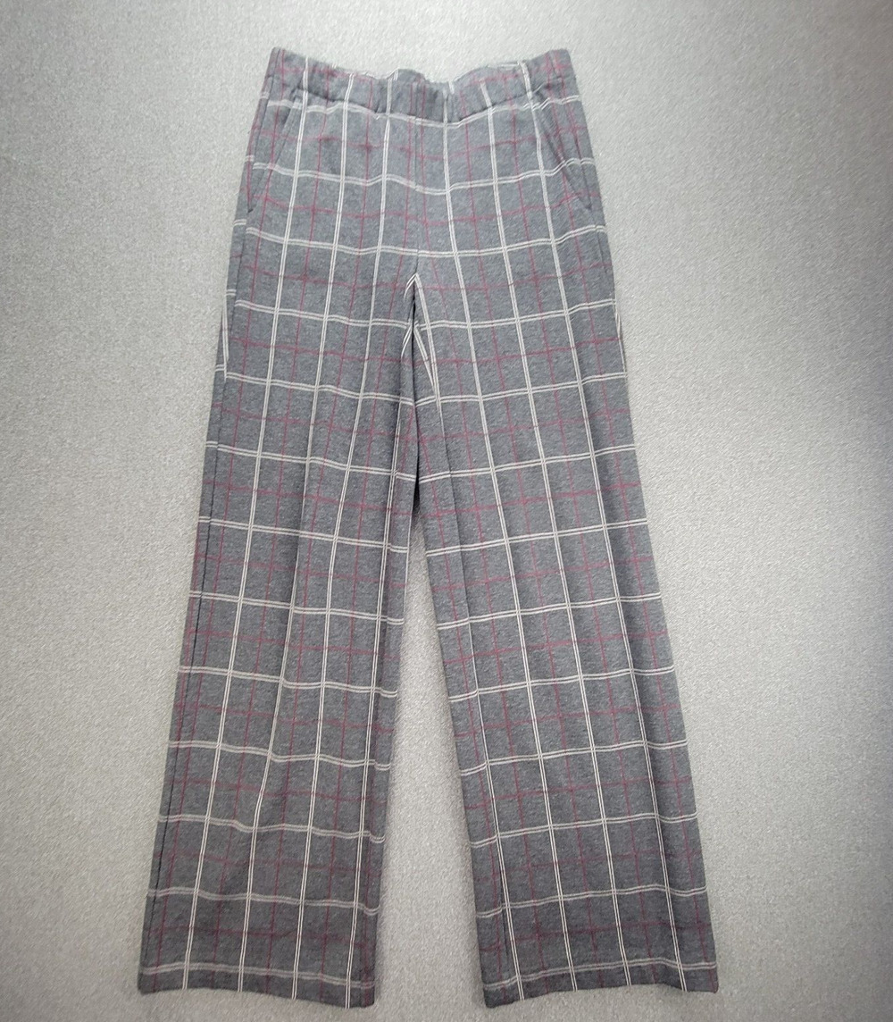 J Jill Full S Grey Plaid Full Wide Leg Ponte Pants